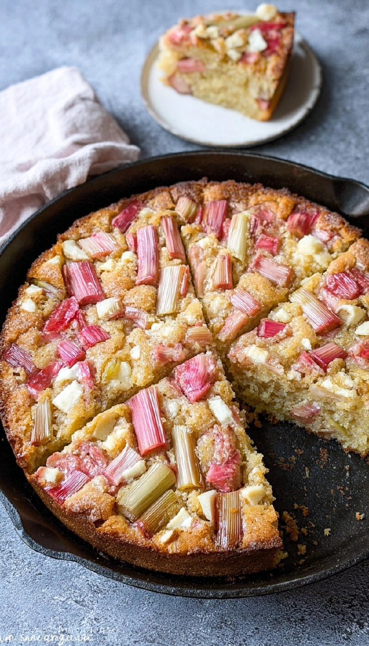 Rhabarberkuchen mit Weißer Schokolade
