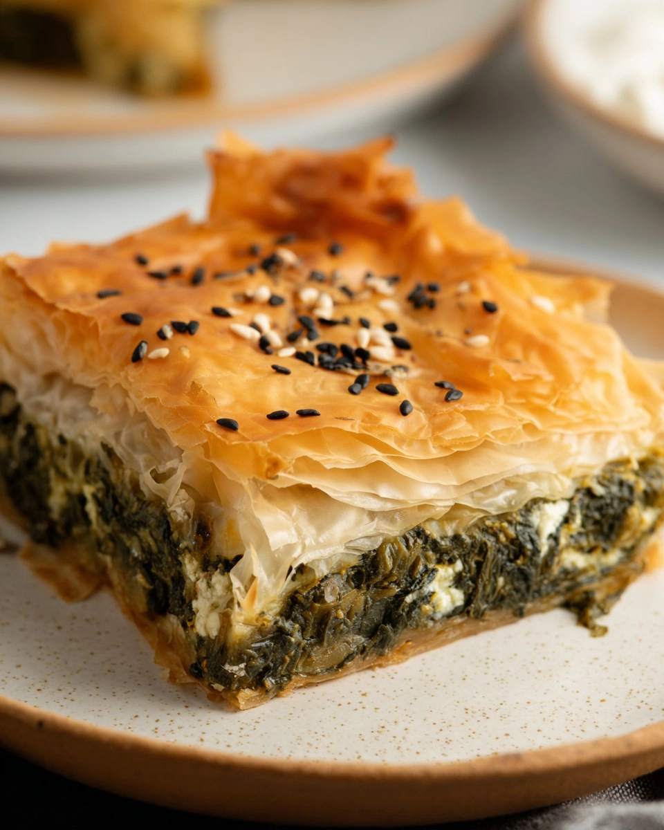 Spanakopita: Griechischer Filo- oder Blätterteig mit Spinat und Feta