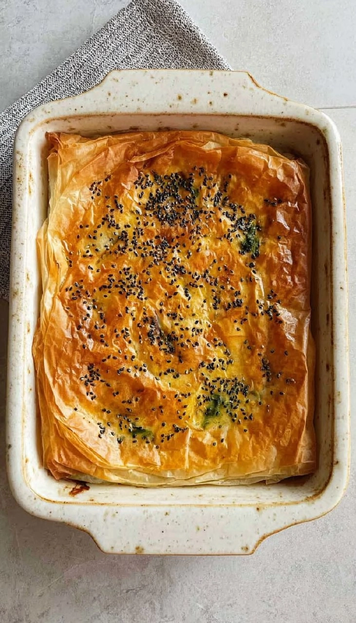 Spanakopita: Griechischer Filo- oder Blätterteig mit Spinat und Feta