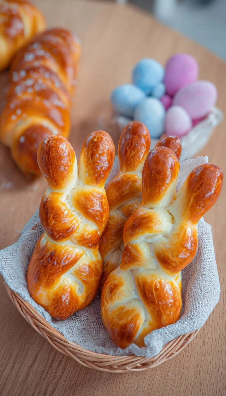 Weiche Hefehasen für das Osterfrühstück