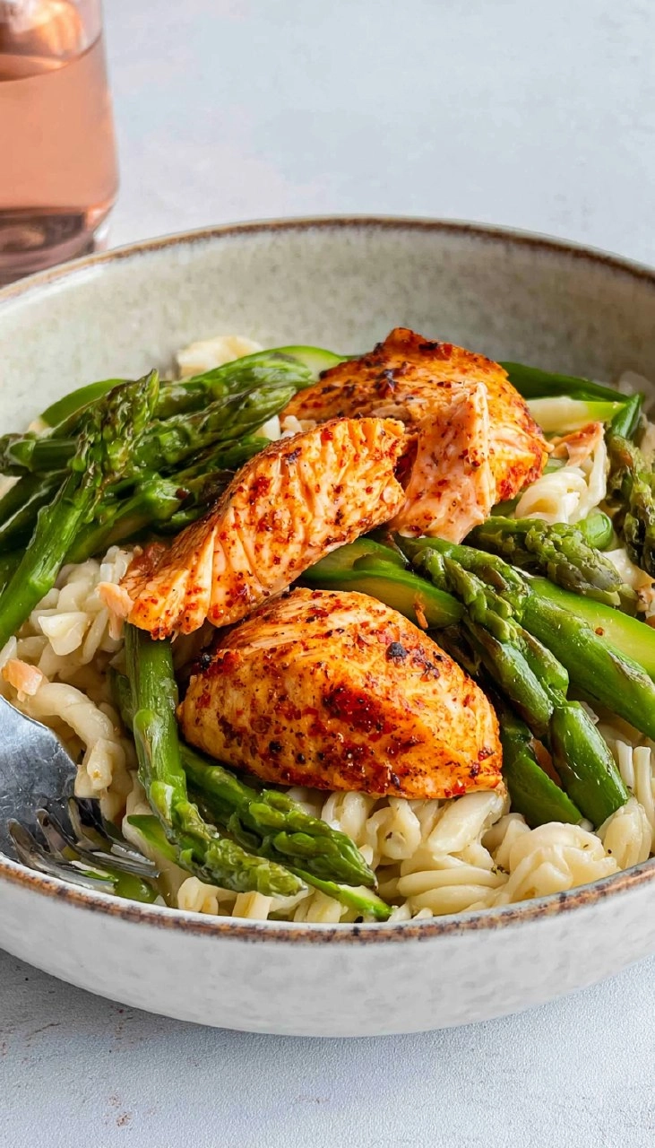 Pasta-mit-gruenem-Spargel-und-Lachs