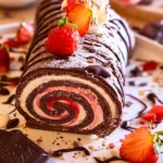 Schoko-Crepe-Rolle-mit-Erdbeeren