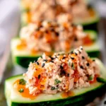 Thunfisch-Gurken-Schiffchen-mit-Frischkaese-Rezept